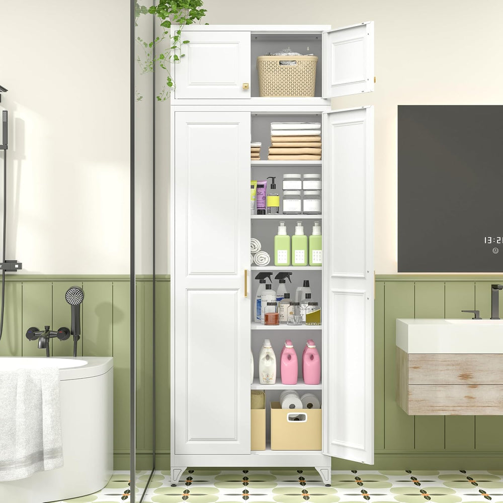 Polup 90" Pantry Cabinet, Tall Metal Storage Cabinet with Doors and Shelves