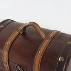 SLPR - Small Wooden Storage Box with Hinged Lid and Handle, 11x7x5.7 In | Vintage Suitcase Style Treasure Chest for Keepsakes, Decorative Wood Case with Latch, Antique Travel Trunk Box Decor