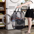 BATTOO Deluxe Strong Mesh Pop up Laundry Hamper Basket with Side Pocket for Laundry Room, Bathroom, Kids Room, College Dorm or Travel 2 Pack Black