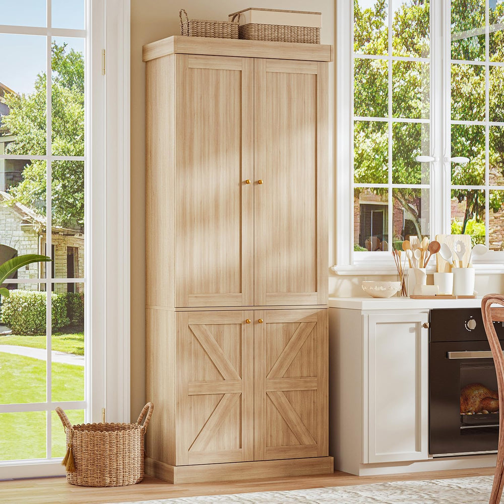 Vyre 70.8" Tall Kitchen Pantry Cabinet with Doors, Farmhouse Modular Sto...