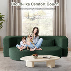 78" Convertible Folding Sofa Bed, 2-in-1 Full Size Floor Boneless Couch Bed, Loveseat sleeper Couch , Teddy Floor Sofa, Memory Foam Sleeper SofaBed, Small couches for small spaces, No Assembly (Green)