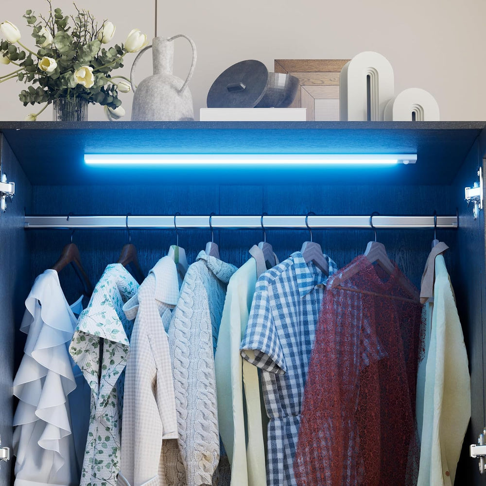 PAKASEPT Armoire Wardrobe Closet with Glass Door and Drawers, Bedroom Closet ...