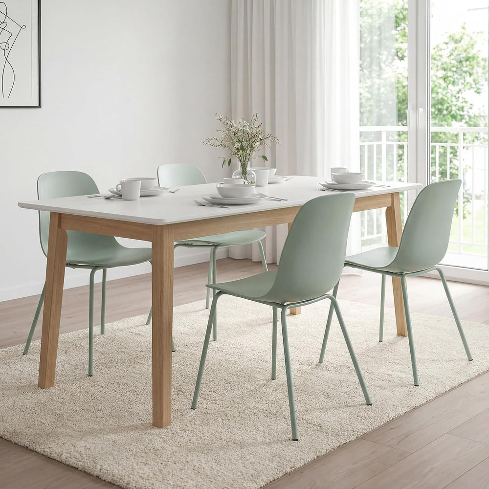 LSSBOUGHT Modern Dining Chairs Set of 4, Mid-Century Plastic Kitchen Chairs w...