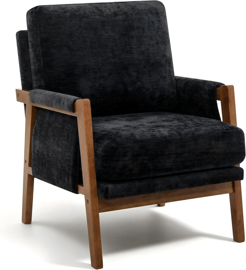 RNKSFX Black Accent Chair for Bedroom & Living Room, Mid Century Modern A...
