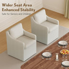 Upholstered Dining Chairs,Modern Rolling Linen Dining Chairs with Casters,Swivel Armchair with Storage for Reading Room,Kitchen,Dining Room(Cream)