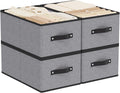 Foldable Storage Bins with Handles, Fabric Storage Cubes for Organizing, Decorative Linen Closet Organizers, 18.5 × 11 × 7.9 Inch, Gray, 4-Pack