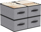 Foldable Storage Bins with Handles, Fabric Storage Cubes for Organizing, Decorative Linen Closet Organizers, 18.5 × 11 × 7.9 Inch, Gray, 4-Pack
