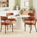 DUMOS Dining Chairs Set of 4, Mid Century Modern Chair Round Upholstered Curved Backrest, Kitchen Vanity Living Room Chairs with Black Metal Legs, Orange