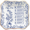 Personalized God Says I Am Toile De Jouy - Name Letter In Bible Verse Jewelry Dish - Custom Birth Flower Jewelry Dish - Christian Gift - Religious Affirmations Gifts