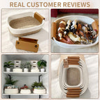 Storage Baskets for Organizing, Small Woven Basket Set of 6-4 Shelf Basket with Leather Handle and 2 Small Gift Baskets, Cotton Rope Basket for Shelves, Nursery, Dog Toy, Bathroom
