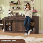 St.Mandyu 70" Large Farmhouse TV Stand for 85/80/75/70 Inch TVs w/4 Drawers,Rustic Tall Media Console w/Sliding Barn Door, Adjustable Shelves,Tall Entertainment Center for Living Room,Brown