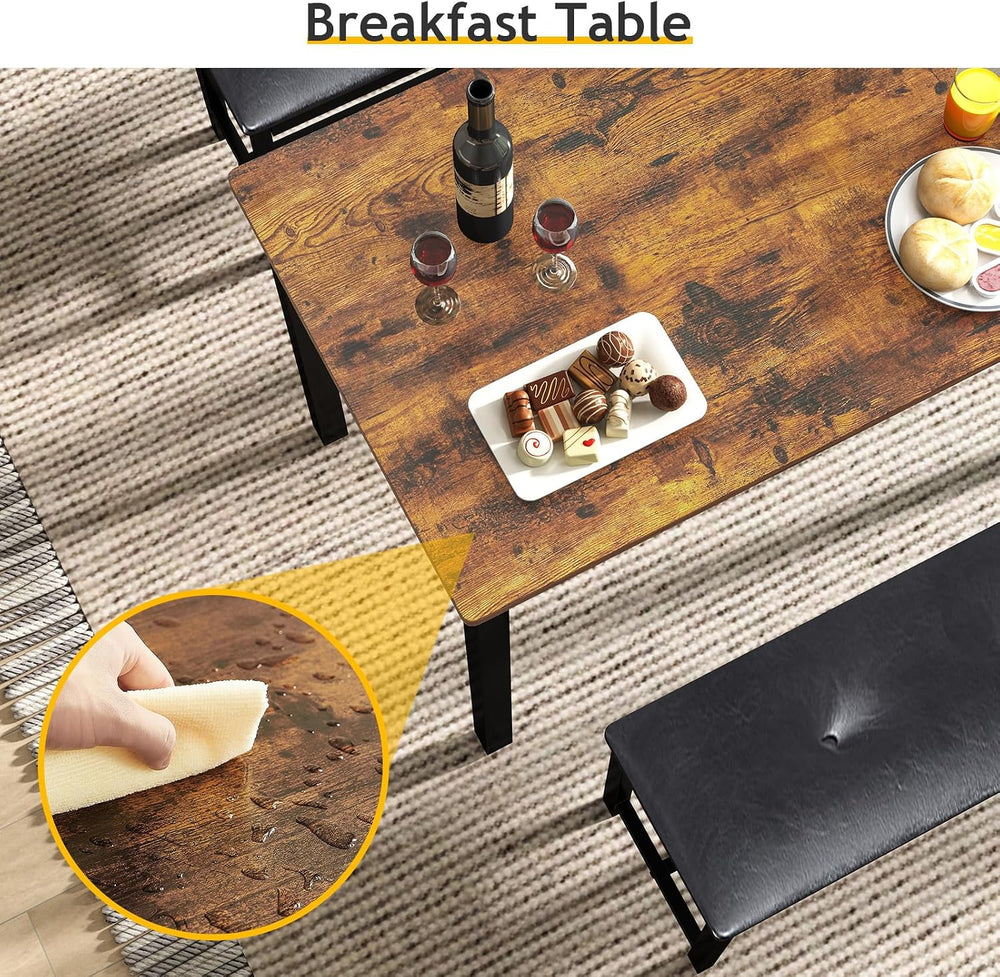 Rovibek Dining Room Table Bench Set for 4, Modern Space Saving Kitchen Table ...