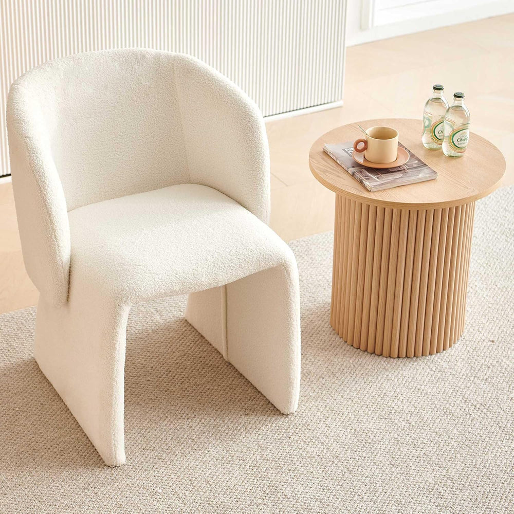 Homedot Small Round Accent Side Table with Wood Strip Base for Living Room, 1...