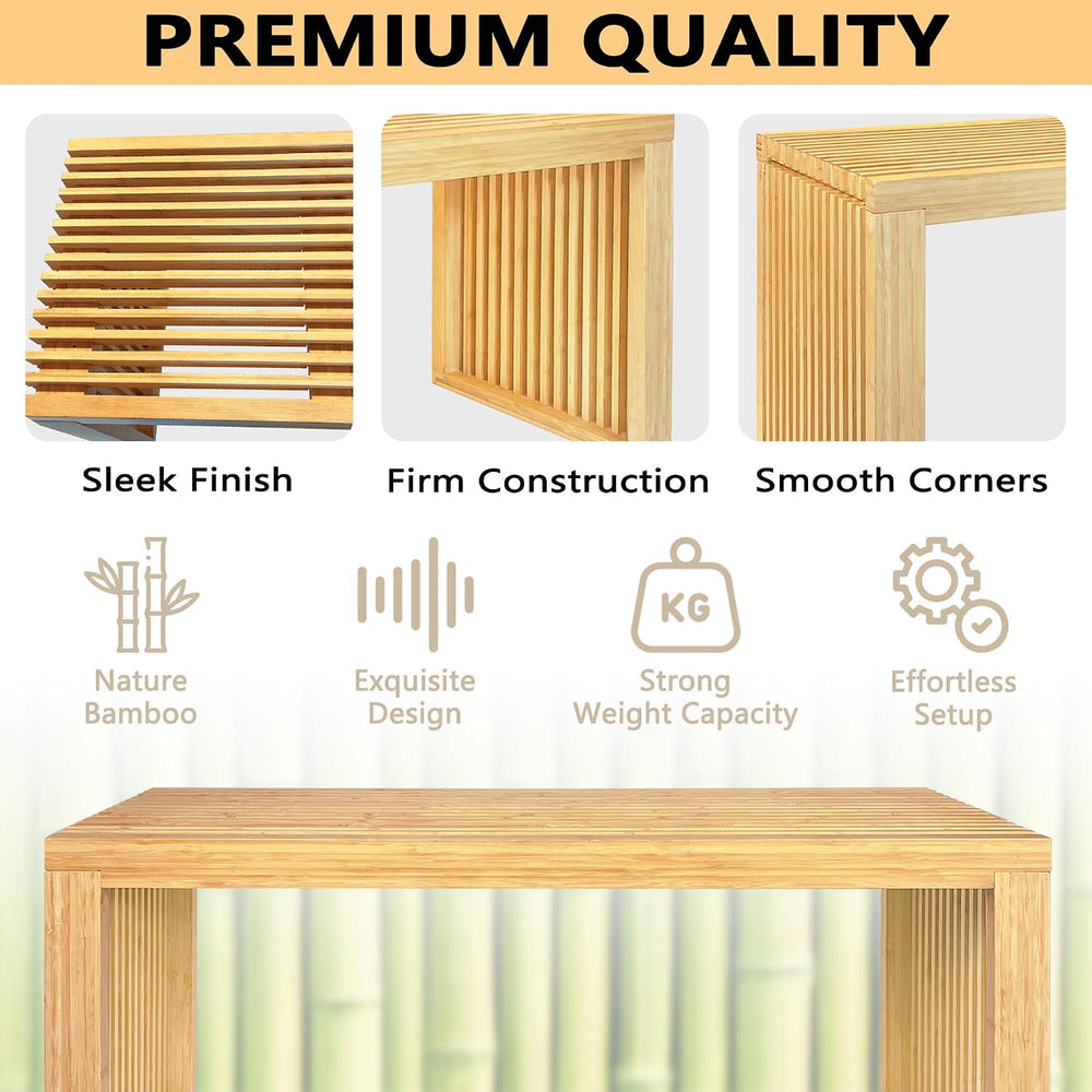 Bamboo Dining Bench, Wood Bench, Bench Seat Wooden for Kitchen, Living Room, ...