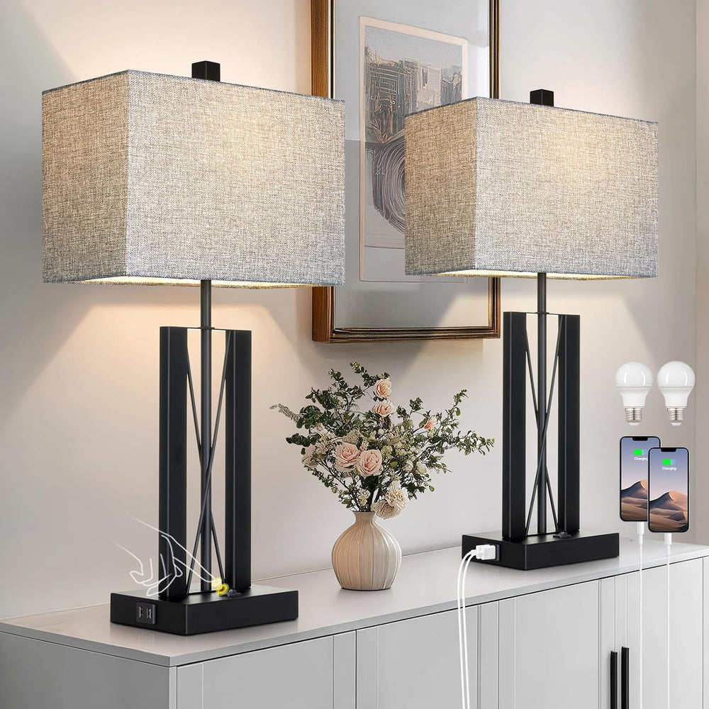 Lolikit 25" Table Lamps Set of 2, Modern Table Lamp for Living Room with...