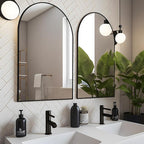 Arched Wall Mirror 24"X36", Black Bathroom Vanity Mirrors for Over Sink, Modern Farmhouse Mirror Wall Mounted, Curved Arch Design for Bedroom, Living Room & Home Decor