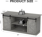 JUMMICO TV Stand for 65 Inch TV, Entertainment Center with Storage Cabinets and Sliding Barn Doors, Mid Century Modern Media TV Console Table for Living Room Bedroom (Pale Gray)