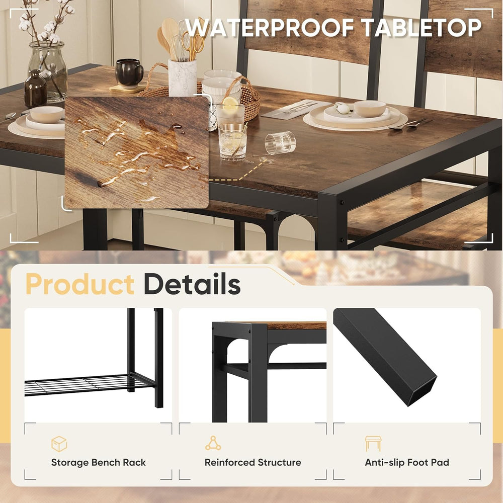 Shahoo Kitchen Table and 2 Chairs for 4 with Bench | 4 Piece Dining Sets for ...