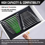 ALOANES 78-Slot Metal Wrench Organizer, Heavy Duty Wrench Organizer Tray for Tool Box, Fit SAE & Metric Wrench Storage, 6 Pack Wrench Holders(Green)