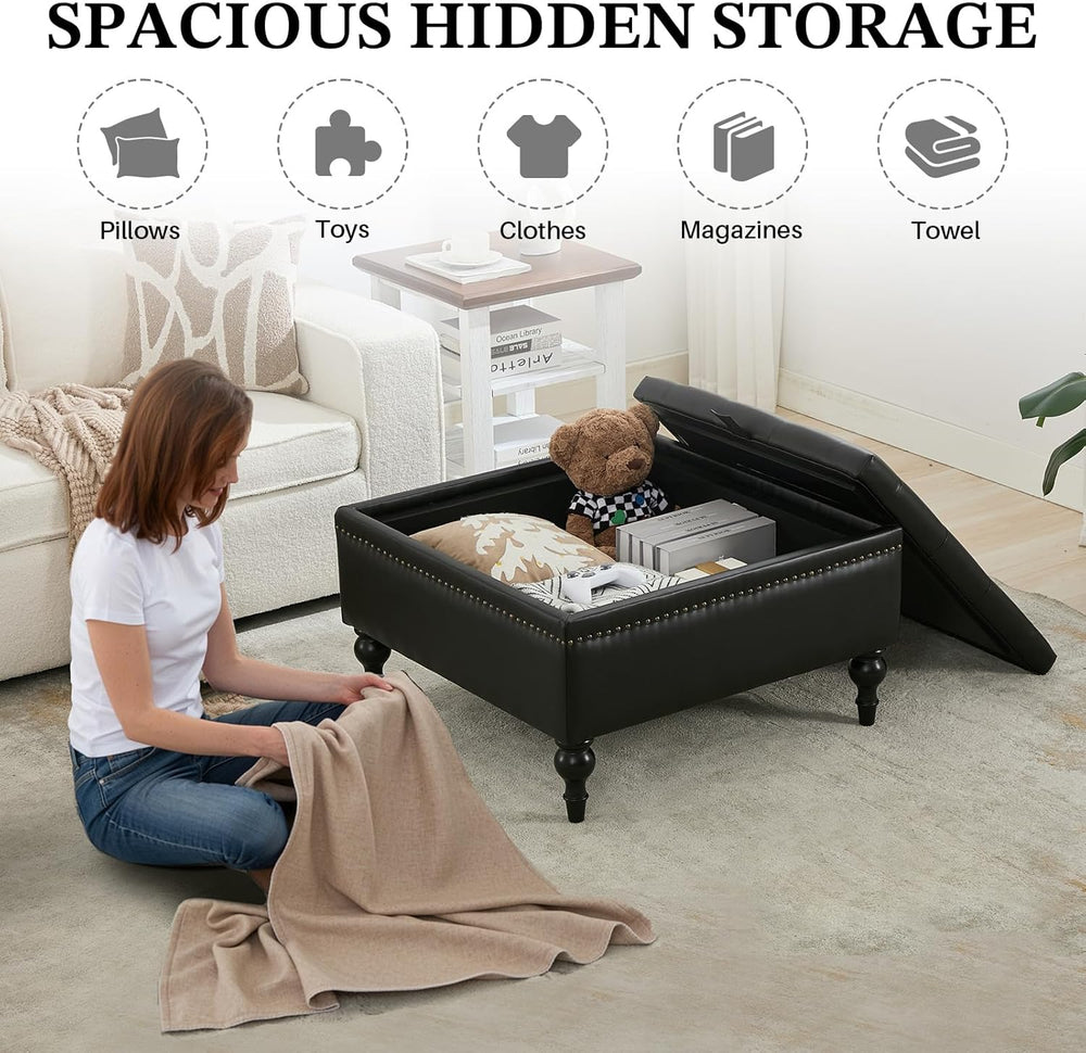 Storage Ottoman Coffee Table, Large Ottoman with Storage Oversized Square Foo...