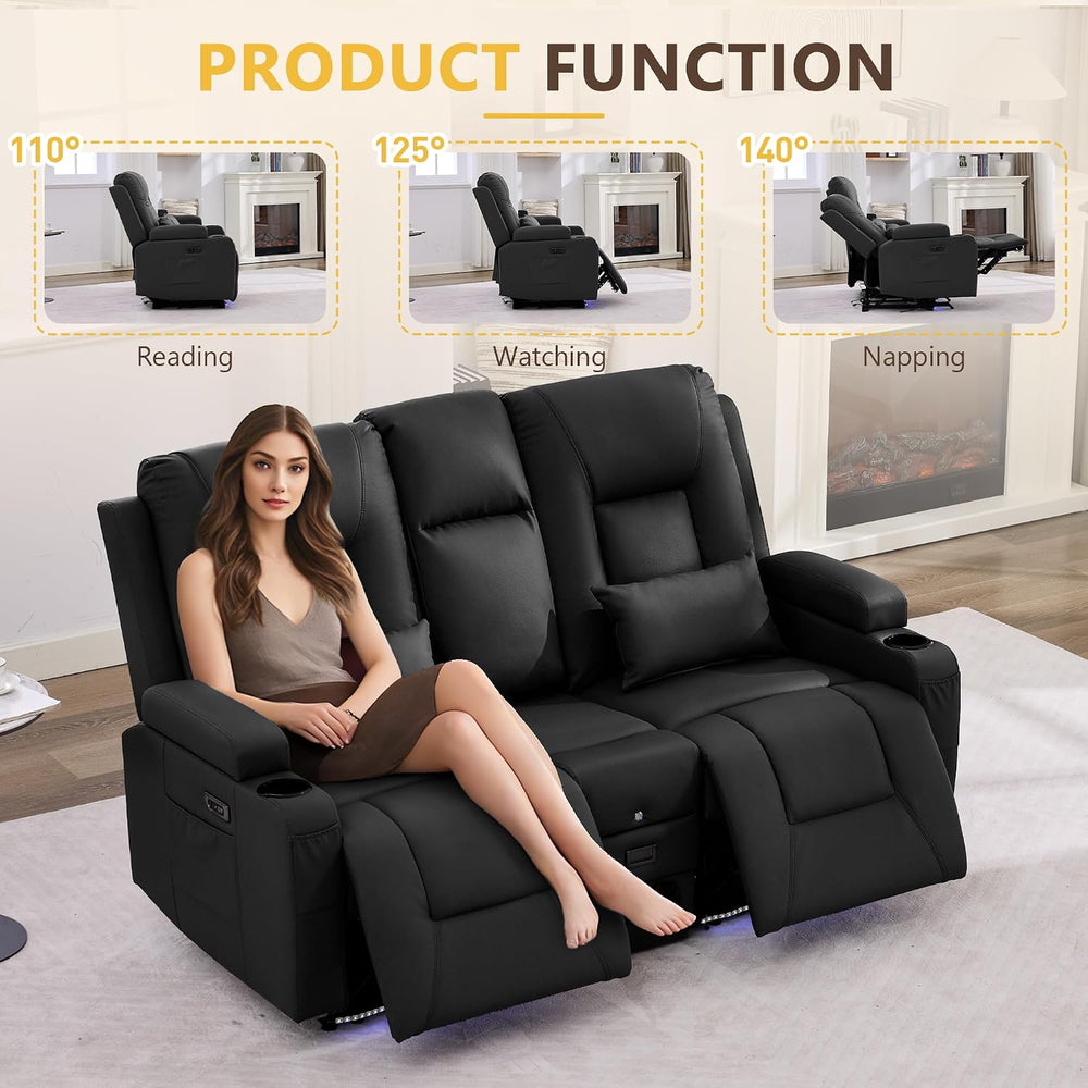 URRED Wall Hugger Power Reclining Loveseat Sofa，Black：68.1" - 2 Seats