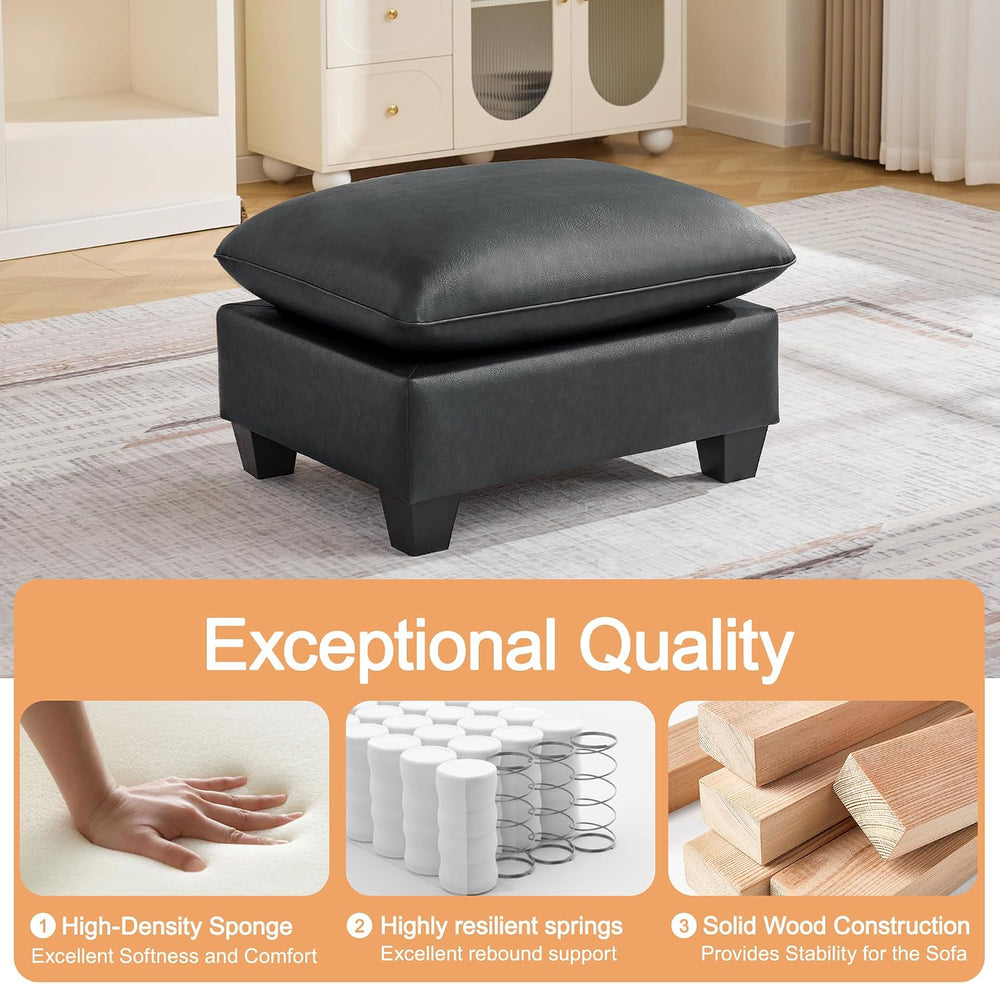 31.5" Faux Leather Large Square Ottoman, Oversized Upholstered Footrest ...