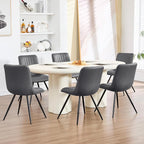 Dining Chairs Set of 4, Modern Dining Chairs with Thick Cushions, PU Leather Upholstered Kitchen Dining Room Chairs with Metal Legs for Dining Living Room (Dark Grey)