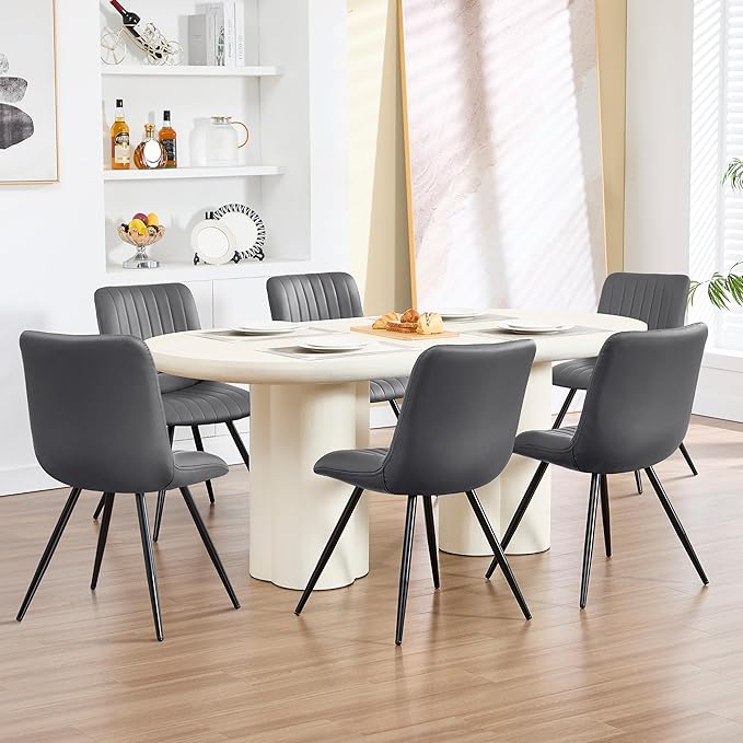 Dining Chairs Set of 2, Modern Dining Chairs with Thick Cushions, PU Leather ...