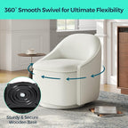 LINSY Swivel Accent Chair with Storage Comfy Chenille Barrel Chairs, Small 360 Swivel Modern Armchair for Living Room Bedroom, Boucle Reading Chair for Study Room (Beige)