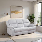 Recliner Sofa Set Couches for Living Room Chair Line Fabric Living Room Furniture Sets, Adjusted Loveseat Reclining Couch Furniture Sofa Set for Theater Seating, 3-Seater, Grey White