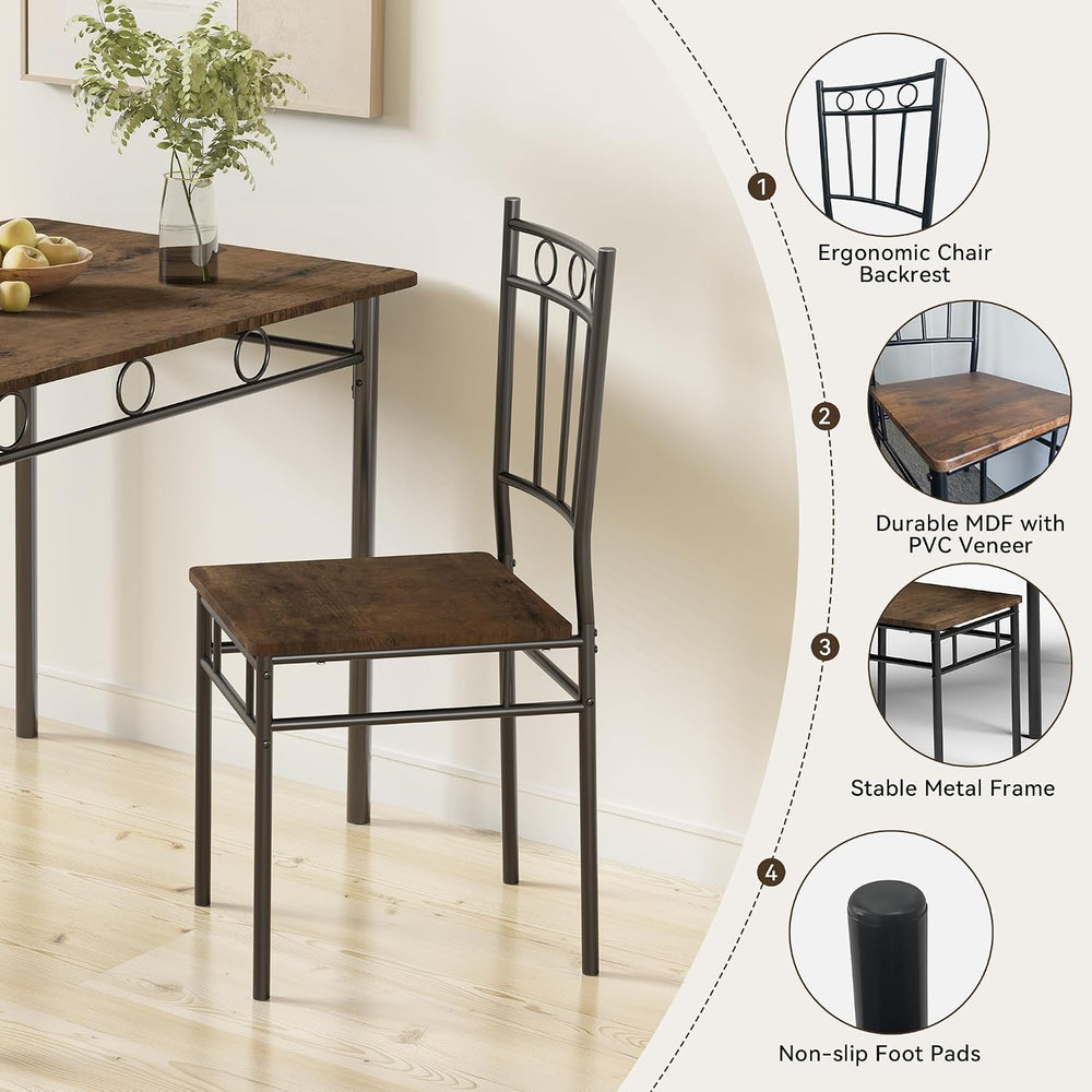 Dining Table Set for 4, 5-Piece Kitchen Table and Chairs, Rectangular Dining ...