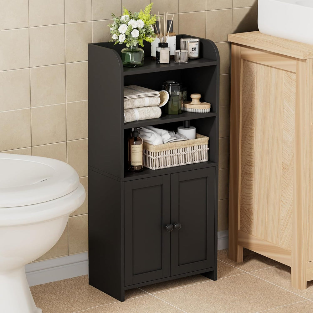 Homhedy Small Bathroom Storage Cabinet, Freestanding Toilet Paper Storage wit...
