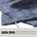 Mulberry Silk Pillowcase for Hair and Skin King Size Leopard Print Silk Pillow Cases with Zipper Soft Breathable Smooth Cooling Silk Pillow Covers for Sleeping (Blue Leopard,20"X 36",1Pcs)