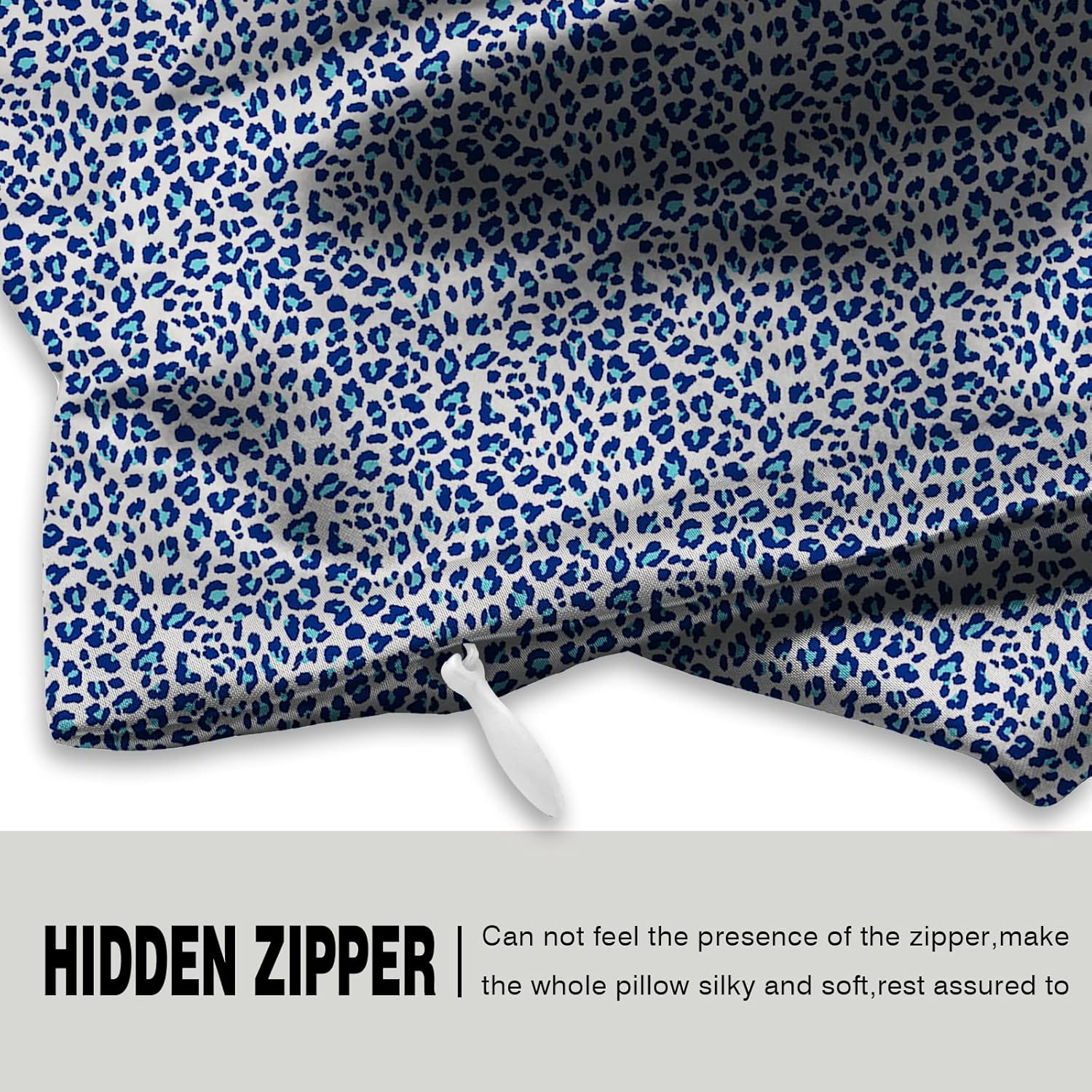 Mulberry Silk Pillowcase for Hair and Skin King Size Leopard Print Silk Pillow Cases with Zipper Soft Breathable Smooth Cooling Silk Pillow Covers for Sleeping (Blue Leopard,20"X 36",1Pcs)