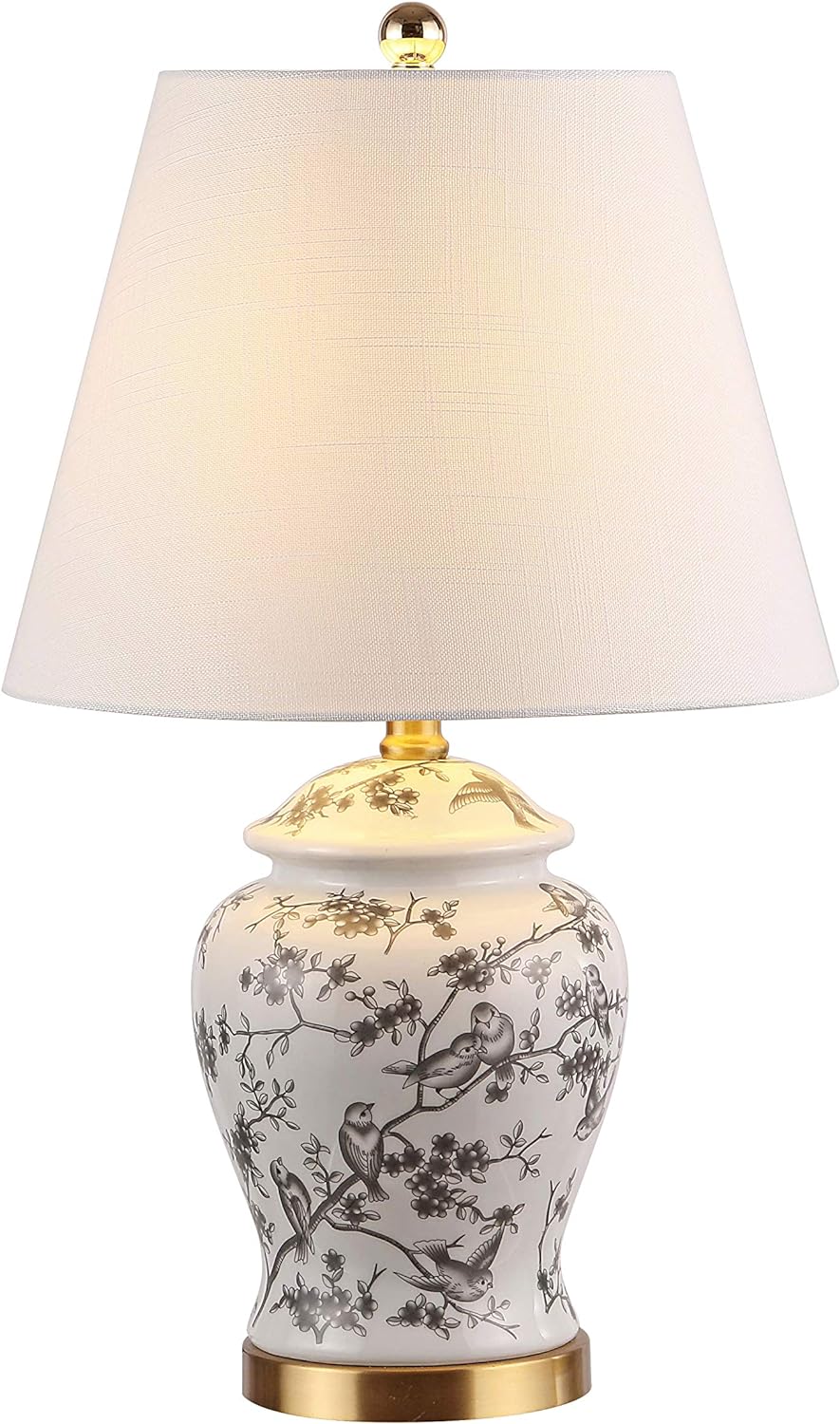 JONATHAN Y Penelope Ginger Jar 22" LED Table Lamp, Gray/White