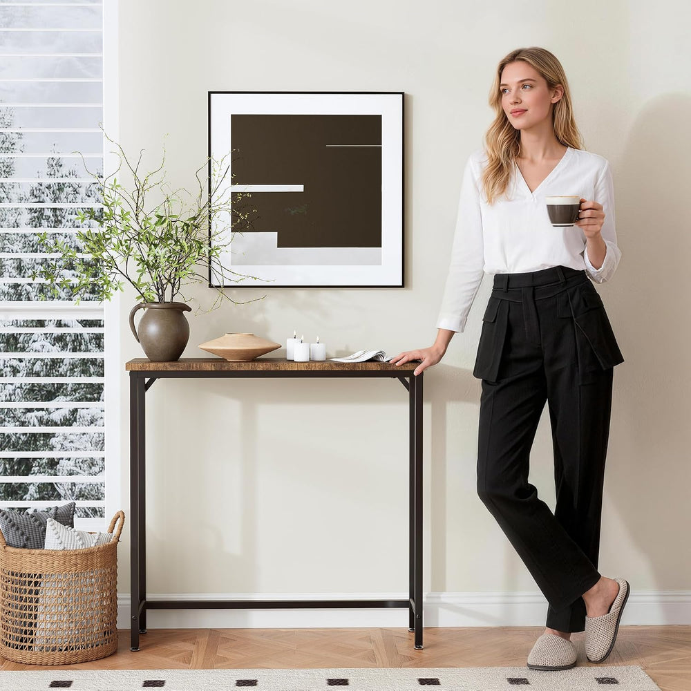 Narrow Entryway Console Table & Sofa Side Table - Industrial Hallway Tabl...