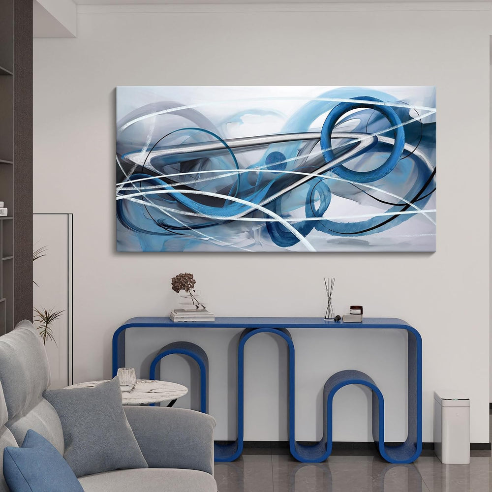 YDYSUNE Blue Abstract Canvas Wall Art Modern Large Abstract Wall Paintings, M...