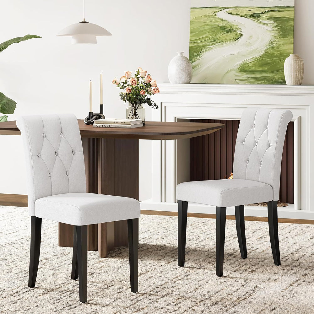 Welzona Upholstered Dining Chairs Set of 4, Button Tufted Parsons Dining Chai...