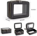 Aveniee Clear Makeup Bags,Double Layer Cosmetic Bags with Separate Brush Compartment,Large Travel Toiletry Bag Cosmetic Case,Travel Accessories Organizer for Women,2 Layers,Black