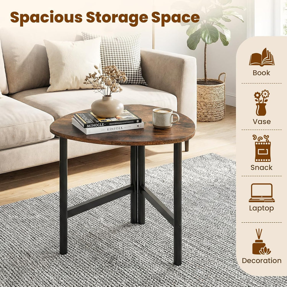 GOFLAME Triangular End Table, Modern Sofa Couch Side Table with Wood Faux Mar...
