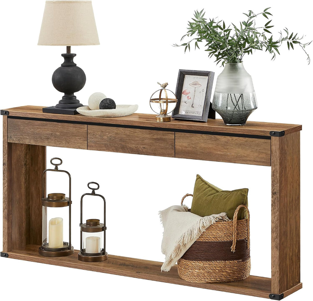 VASAGLE 63" Console Table with 3 Drawers, Entryway Table, Bottom Shelf |...