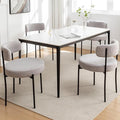Boucle Dining Chairs Set of 4, Mid Century Modern Dining Room Chairs with Metal Legs, Upholstered Kitchen Chairs for Dining Room, Kitchen (Light Grey)
