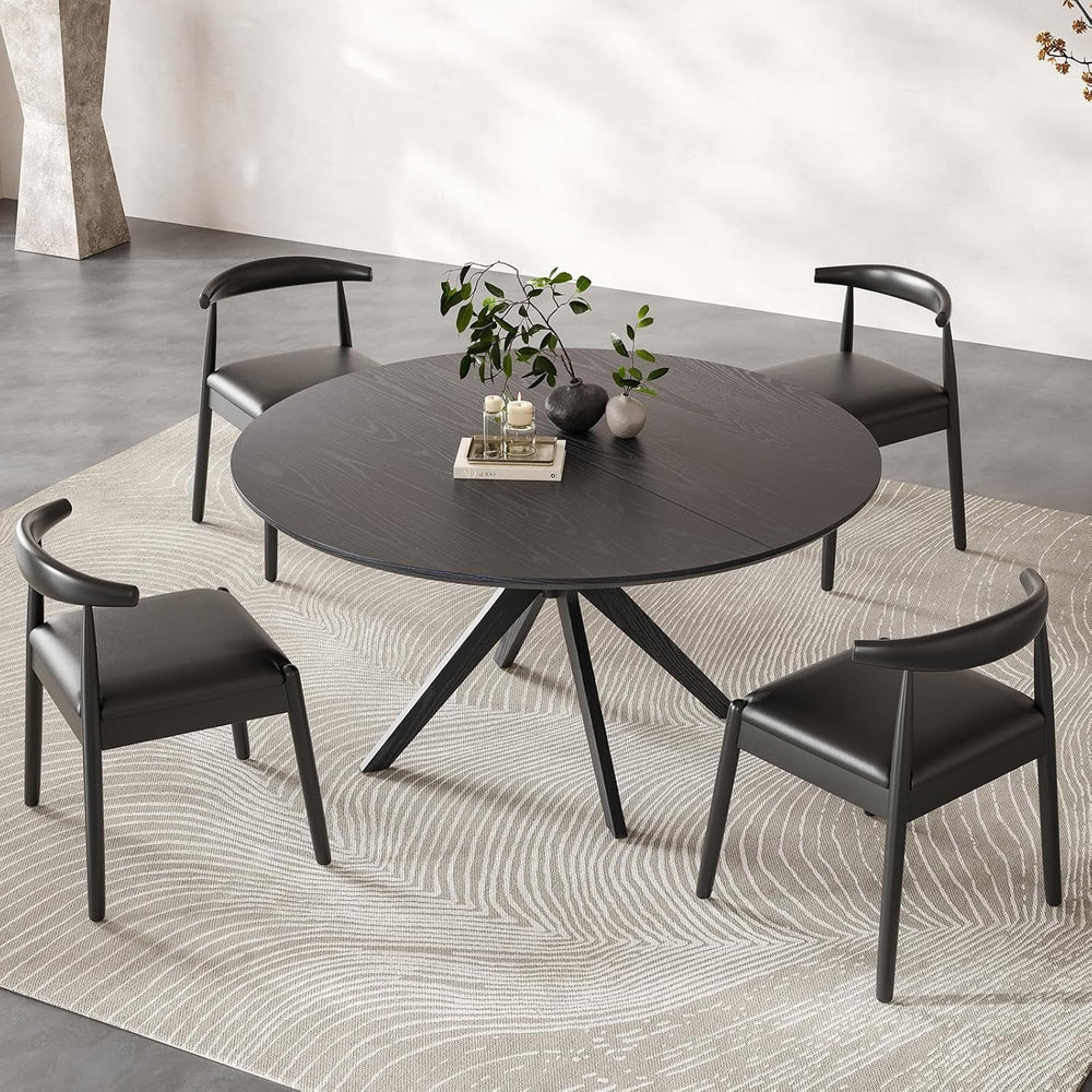 Round Dining Table for 4, Kitchen Table with Intersecting Pedestal Base, for ...