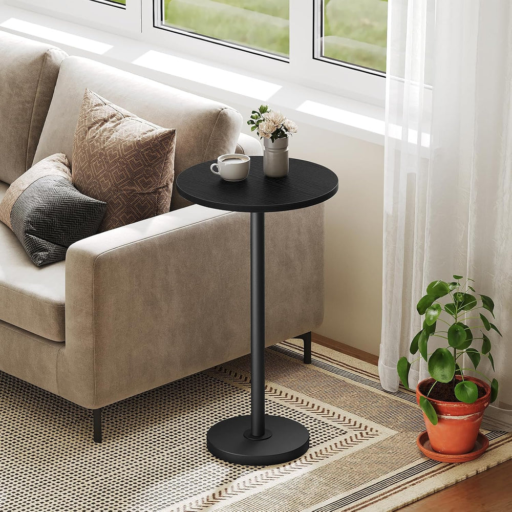 YATINEY Round Side Table, Small Drink Table, Pedestal Martini Table, End Tabl...