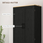 HOMCOM 67" Freestanding Kitchen Pantry, 4-Door Storage Cabinet Organizer with Adjustable Shelves, Kitchen Cabinet with Doors, Distressed Black