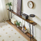 IBUYKE 78.7 Inches Extra Long Sofa Table Behind Couch, Industrial 2-Layer Console Table for Hallway, Entryway & Living Room,Rustic Brown UTMJ063H