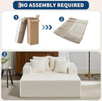 54.3"W Oversized Chaise Lounge Chair Indoor, Boneless Corduroy Sleeper Sofa Bed with 4 Pillows, Armrests, Comfy Fluffy Reading Couch, No Assembly Required Cloud Sofa for Living Room, Bedroom, Office
