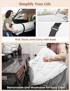 ZonLi Japanese Floor Mattress Futon Mattress Twin Size, Thicken Roll Up Tatami Mat w/ 100% Cotton Washable Cover, Portable & Foldable Floor Bed Mattress for Sleeping, Dormitory, Adult Kids, White
