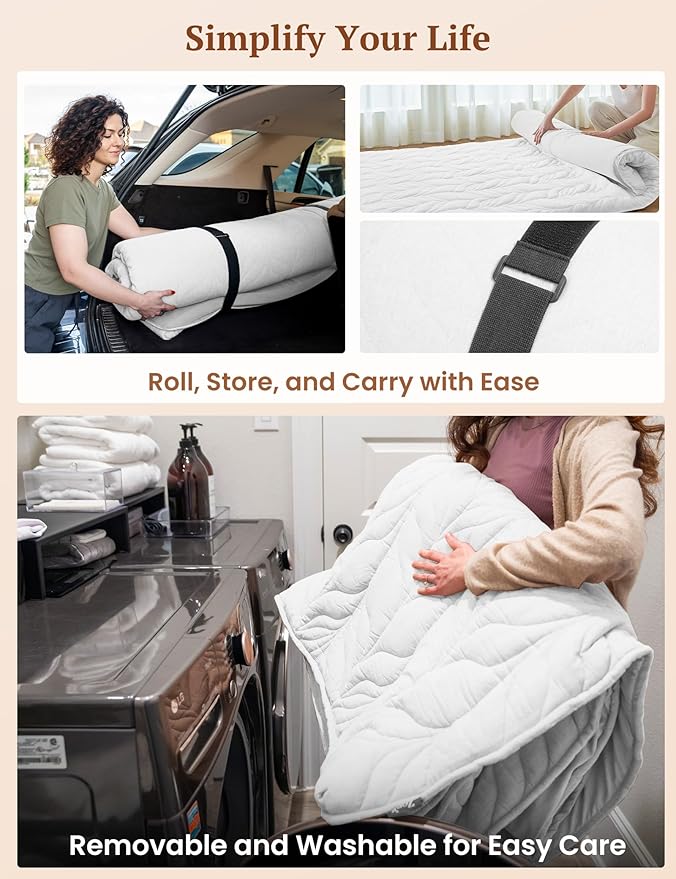 ZonLi Japanese Floor Mattress Futon Mattress Twin Size, Thicken Roll Up Tatami Mat w/ 100% Cotton Washable Cover, Portable & Foldable Floor Bed Mattress for Sleeping, Dormitory, Adult Kids, White