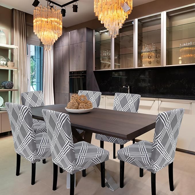 Chair Covers, Dining Room Chair Covers, Stretch Kitchen Chair Covers/Dining Chair Covers for Dining Room 8 Pack, Removable Washable Dining Chair Slipcovers for Home, Hotel, Banquet